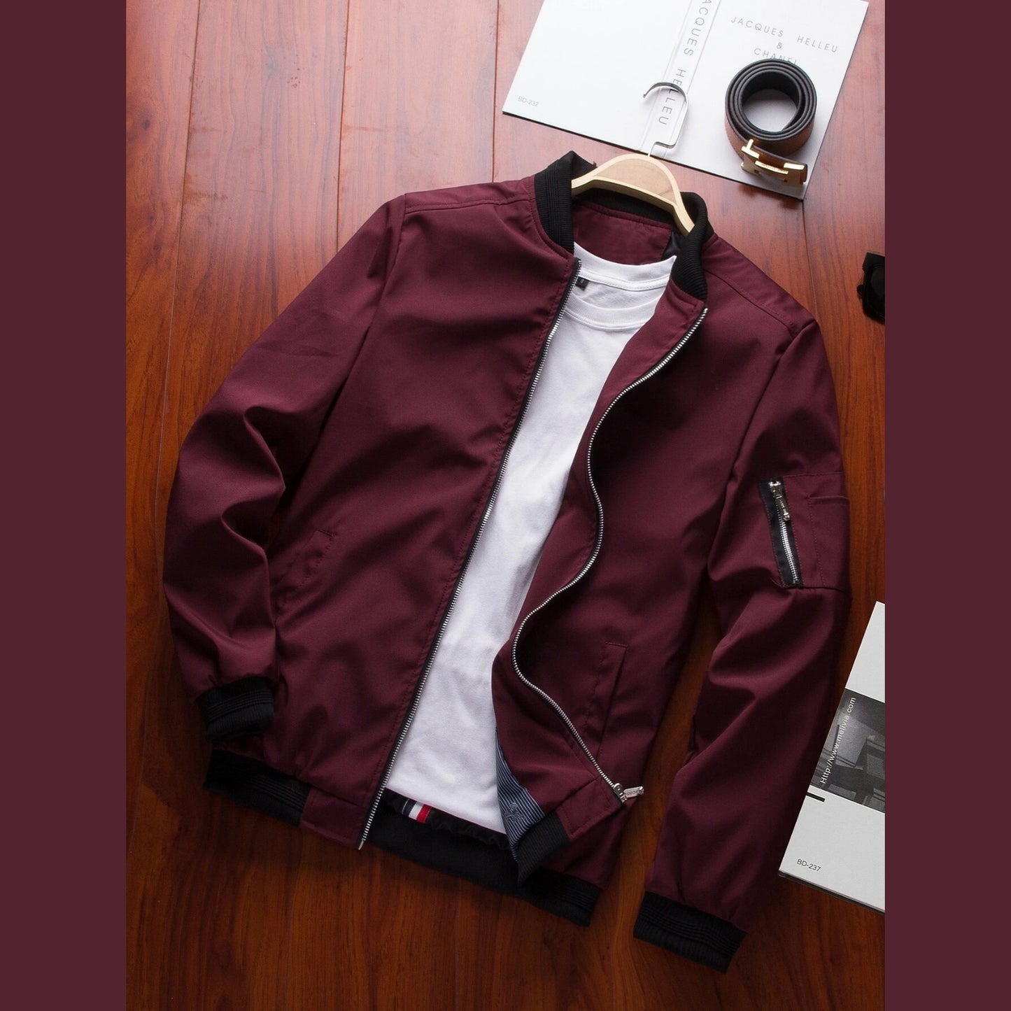 Marron V-Neck Bonded Jacket