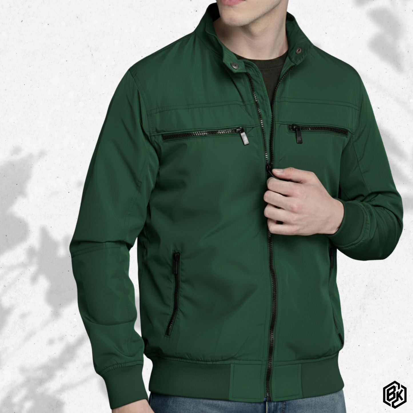Multi-Zipper Tactical Bomber Bottle Green | SKN-002