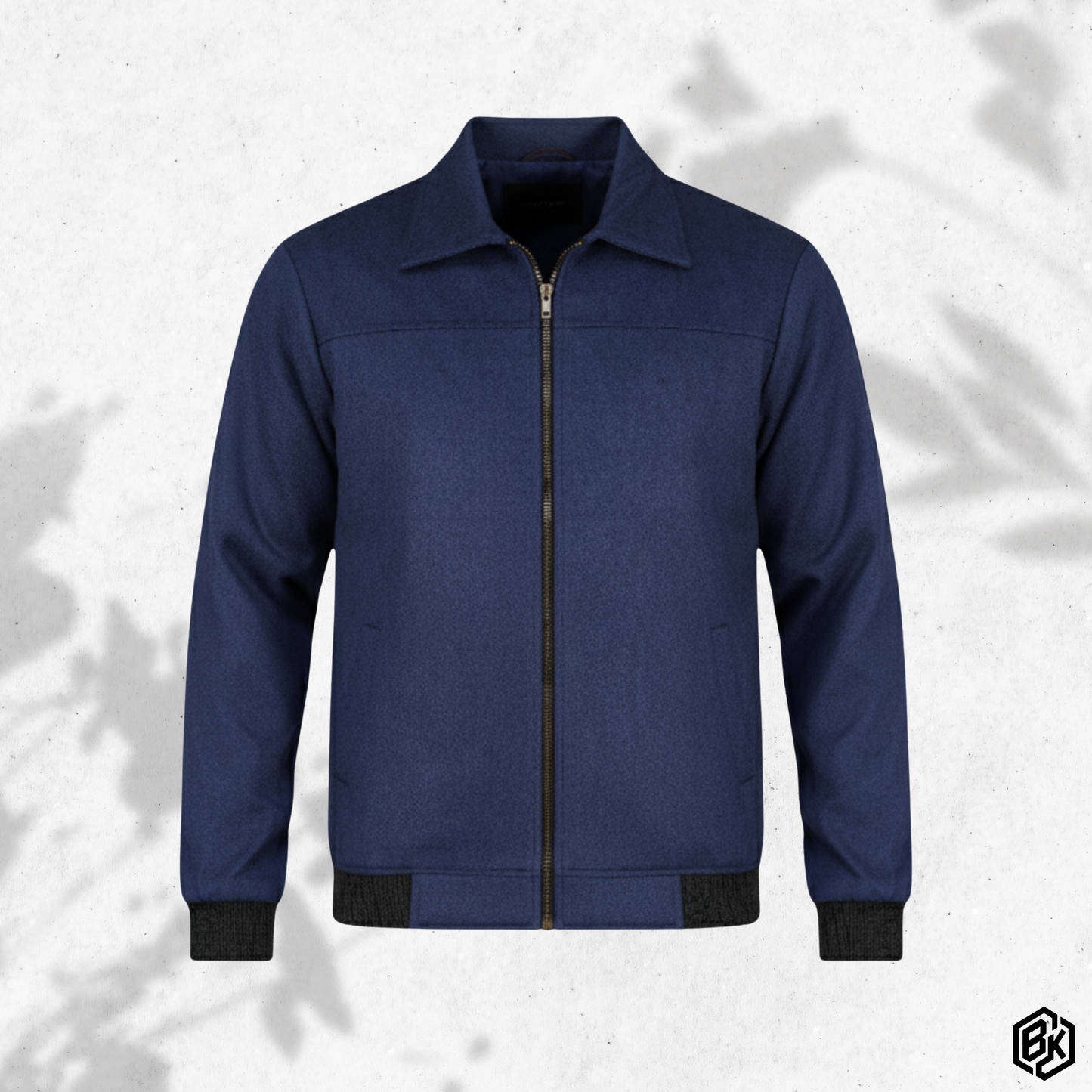 Navy Blue Spread-Collar Zip-Up | MP-840