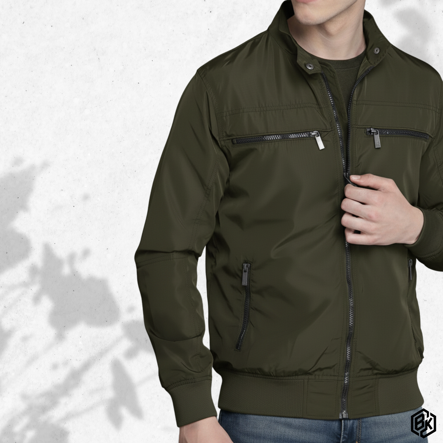Multi-Zipper Tactical Bomber Olive | SKN-005