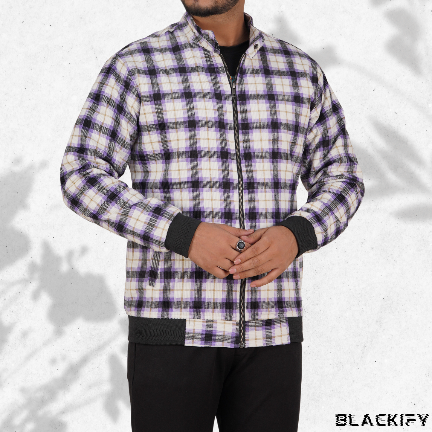 Men’s Corduroy Jacket in Lavender White | CD-60