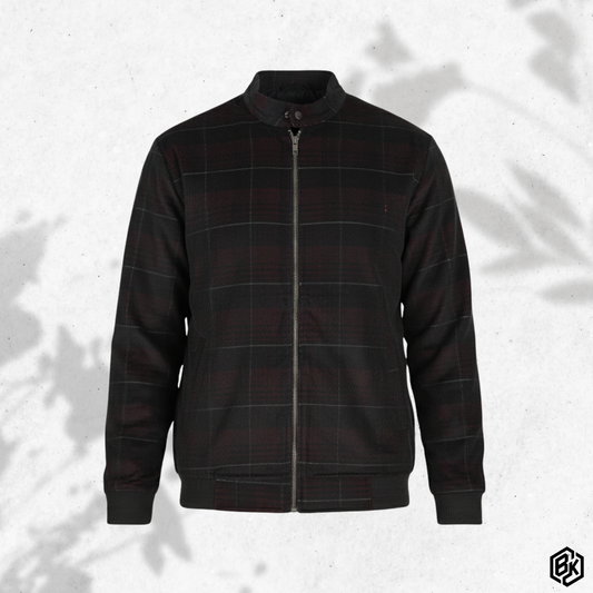 Men’s Corduroy Jacket in Black & Maroon Check | CD-20