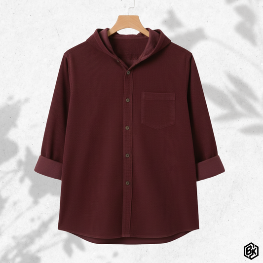 Burgundy Luxe Hoodie Shirt | CD-001