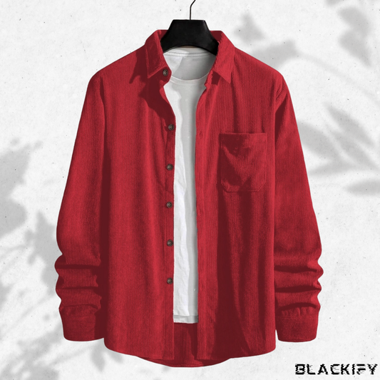 Red Cord Cotton Shirt
