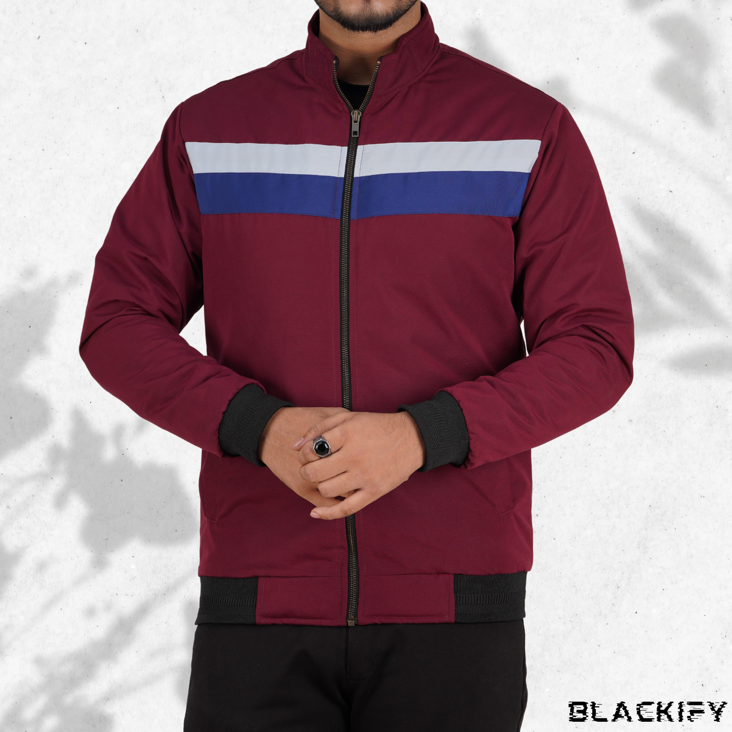 Marron High-Neck Two Step Ridge Jacket