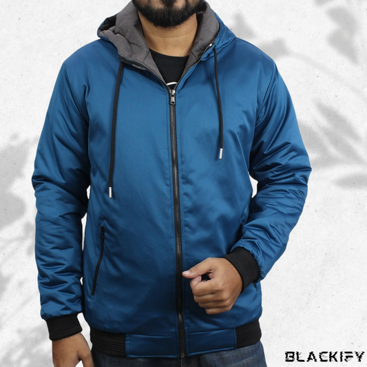 Royal Blue Hoodie Velvet Jacket