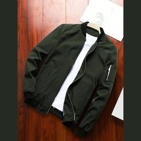 Olive V-Neck Bonded Jacket