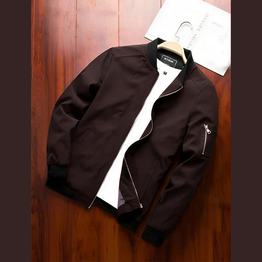 Coffee V-Neck Bonded Jacket