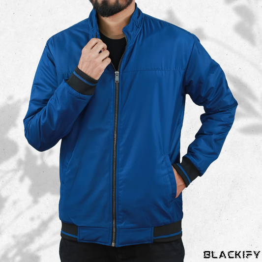 Royal Blue High-Neck Suskin Jacket