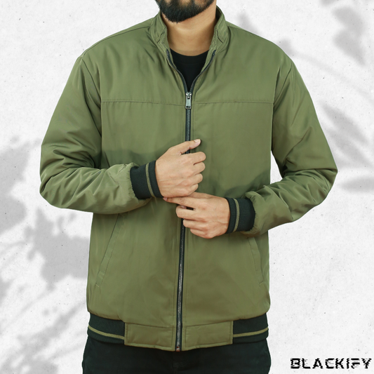 Olive High-Neck Suskin Jacket