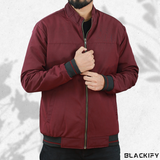 Marron High-Neck Suskin Jacket