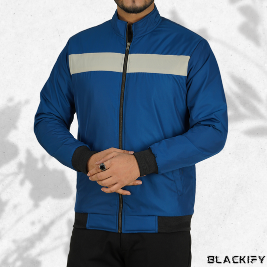 Royal Blue High-Neck One Step Ridge Jacket