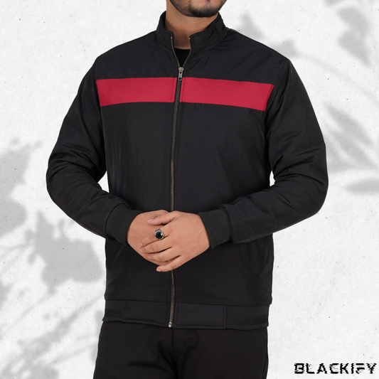 Black High-Neck One Step Ridge Jacket