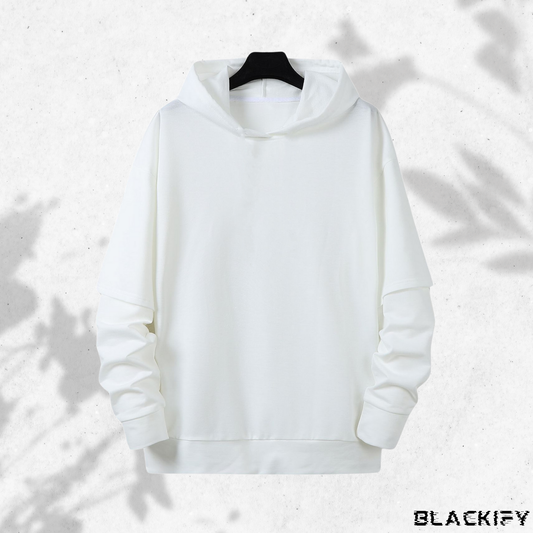 Frosted Luxe White Hoodie Drop Shoulder