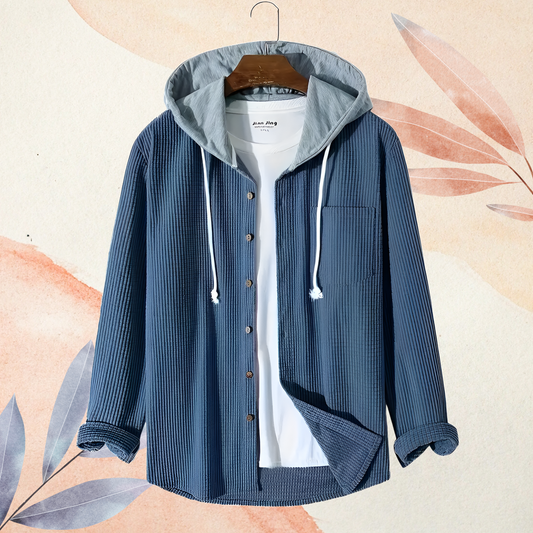 Cool Corduroy Style Sky Blue Hoodie