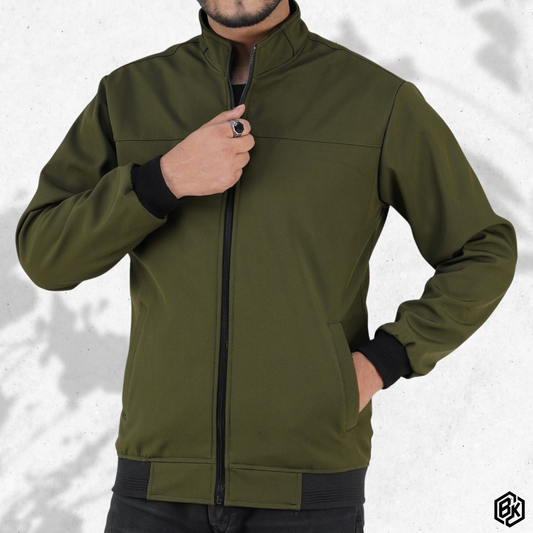 Olive High-Neck Bonded Jacket | BH-410