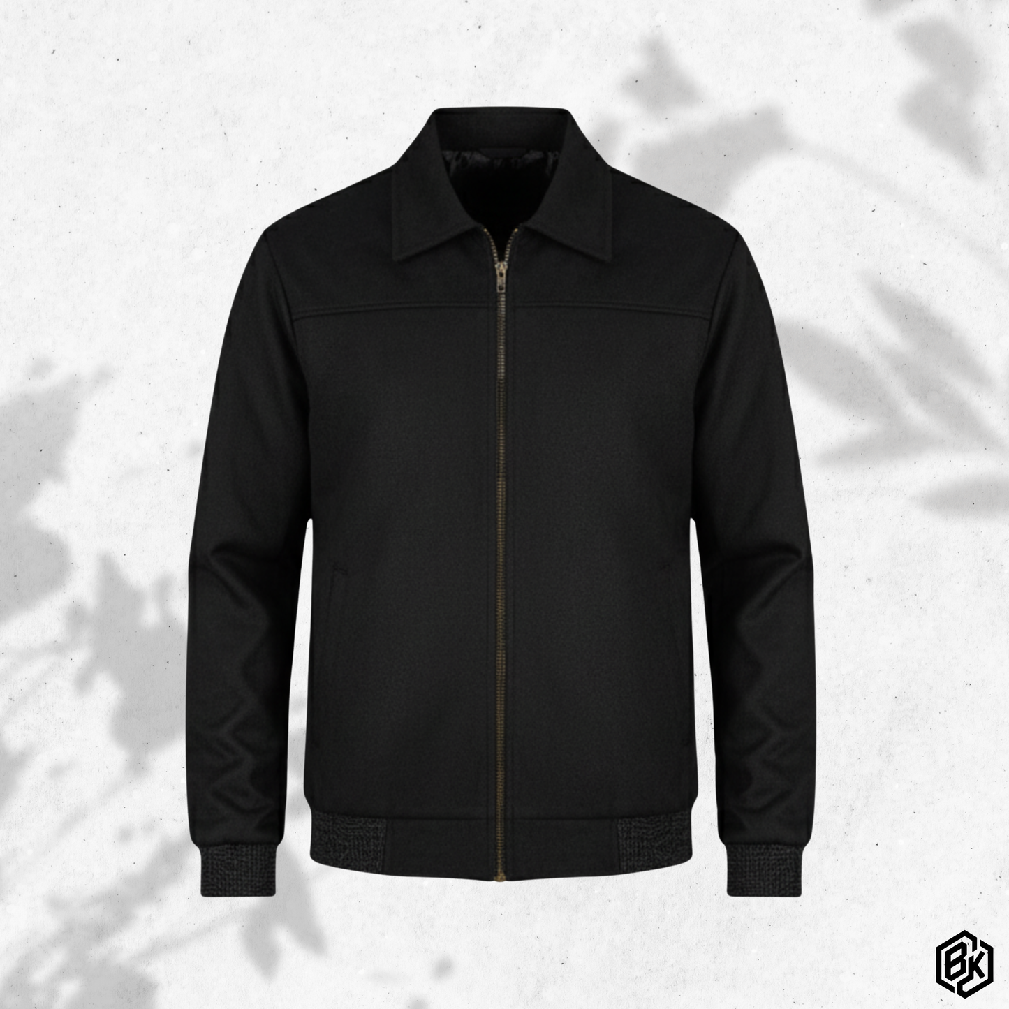 Black Spread-Collar Zip-Up  | MP-810