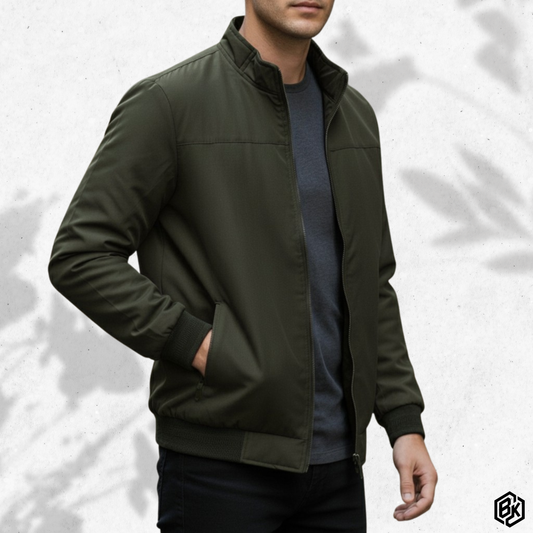 Olive High-Neck Suskin Jacket | SKN-75