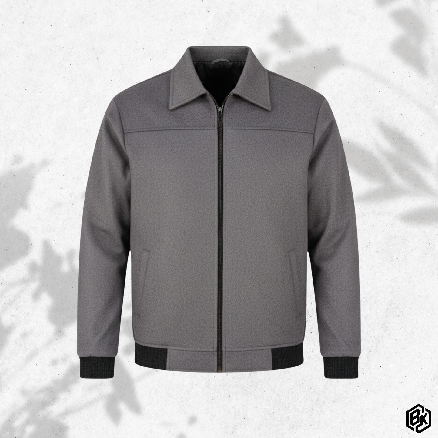 Grey Spread-Collar Zip-Up  | MP-820