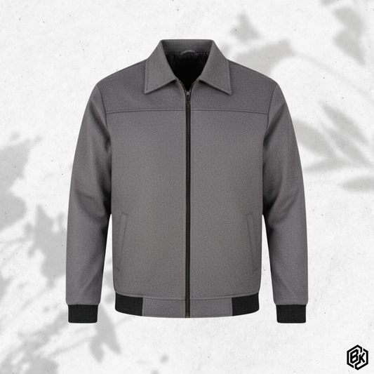 Grey Spread-Collar Zip-Up  | MP-820