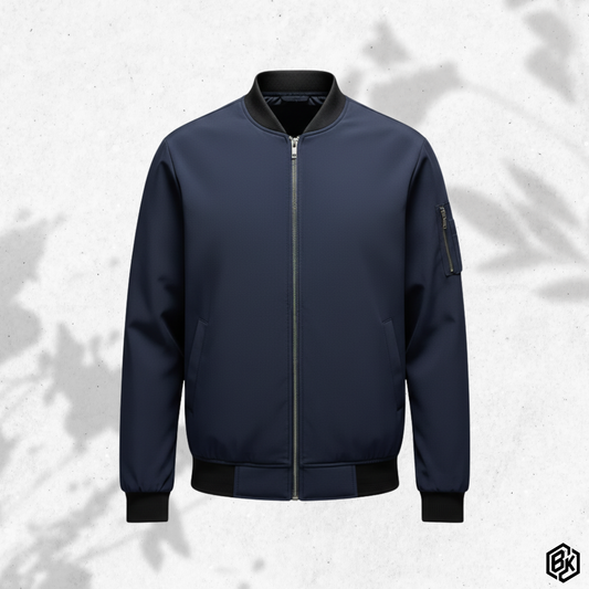 Navyblue V-Neck Bonded Jacket | V-3