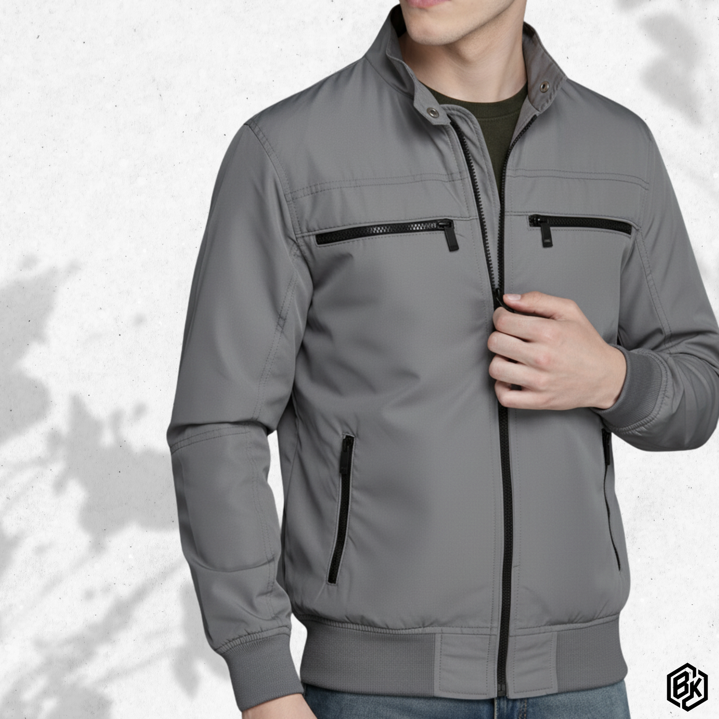 Multi-Zipper Tactical Bomber Grey | SKN-006
