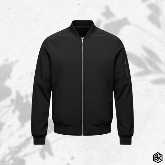 Black V-Neck Bonded Jacket | V-2