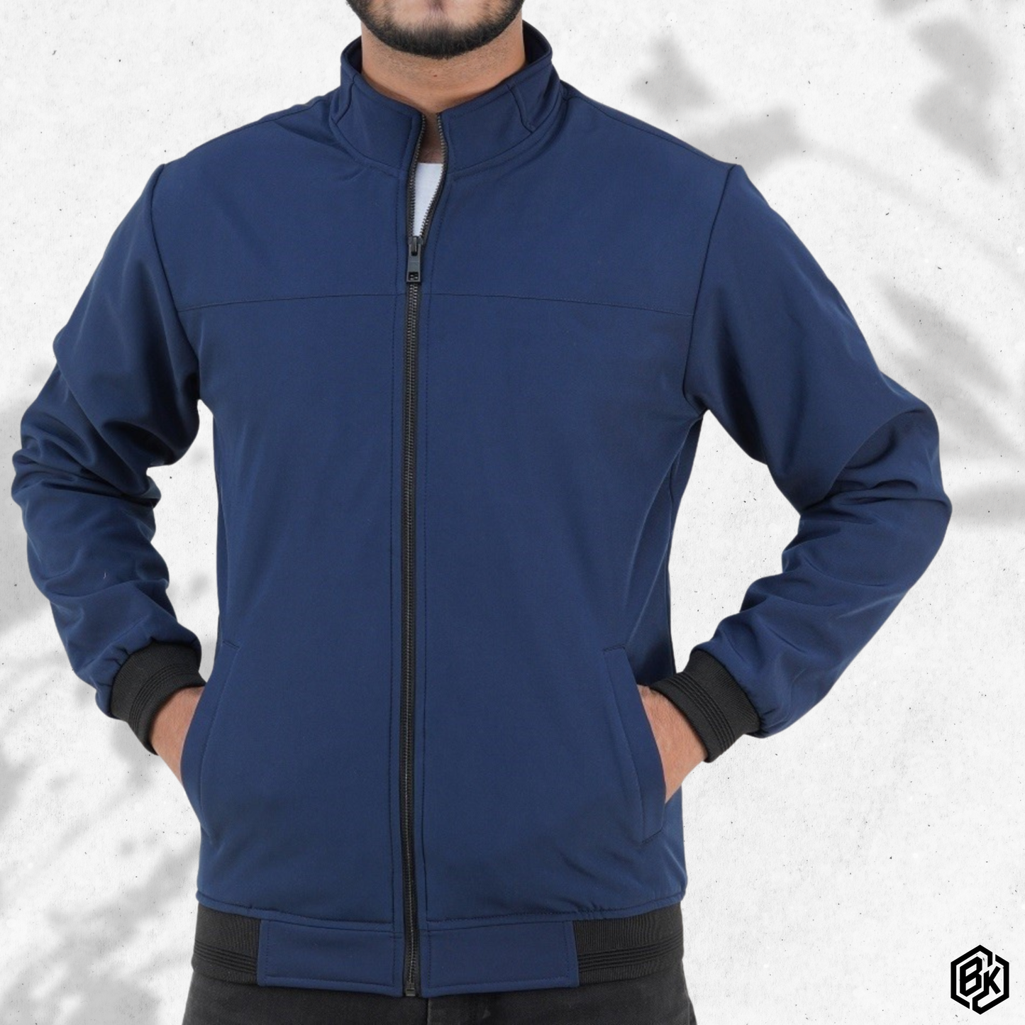 Navyblue High-Neck Bonded Jacket | BH-390