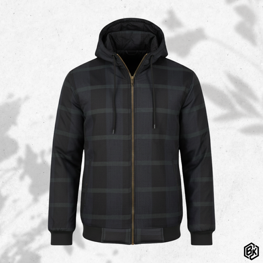 Black Check Street Hoodie | HD-200