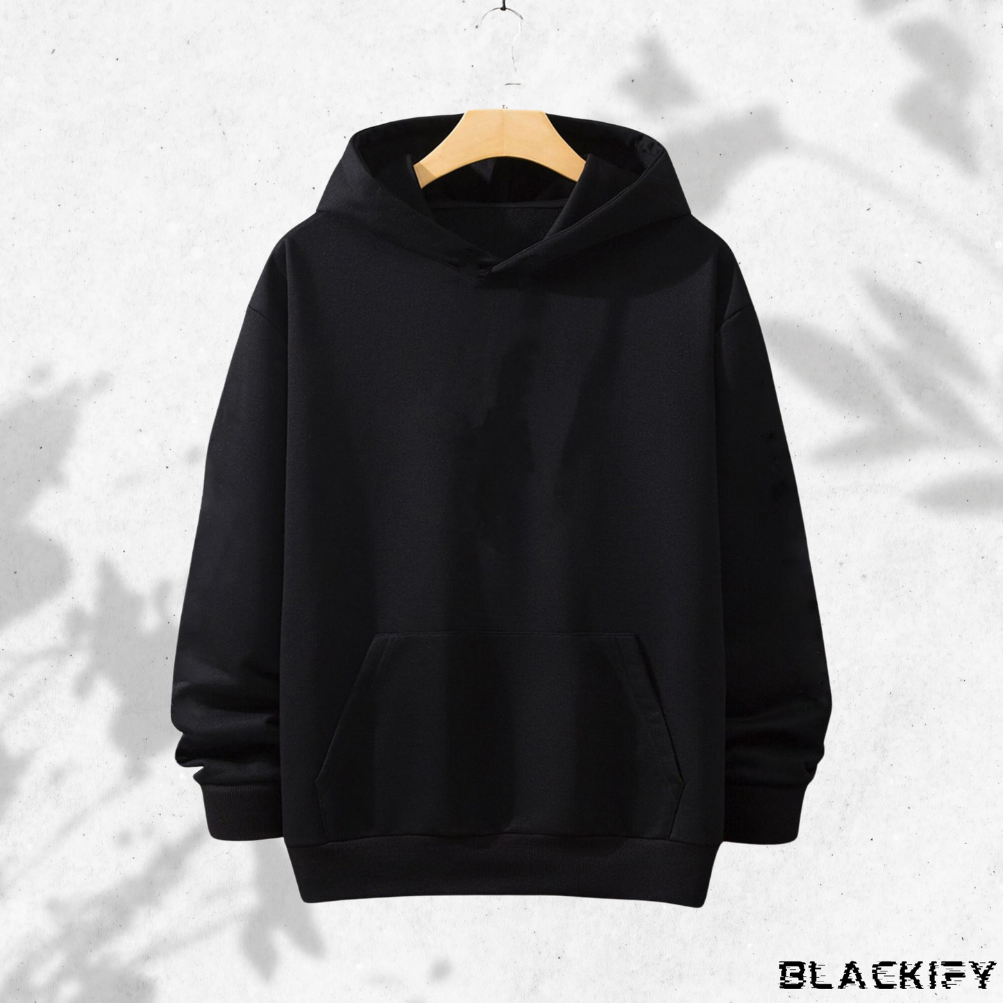 Midnight Luxe Black Hoodie Drop Shoulder
