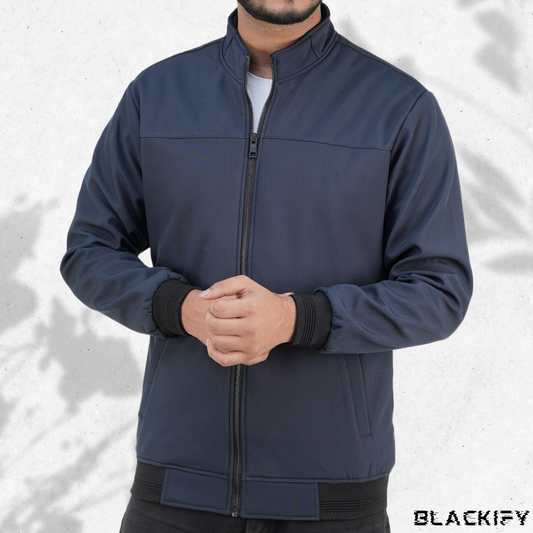 Ash Grey High-Neck Bonded Jacket