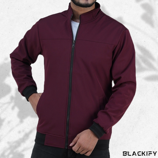 Marron High-Neck Bonded Jacket