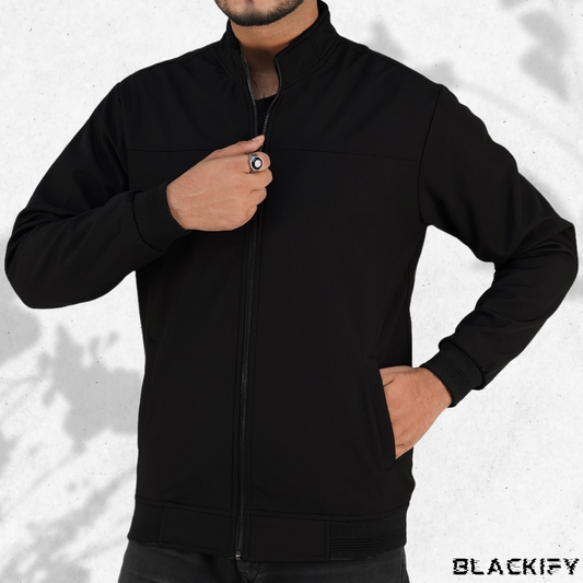 Black High-Neck Bonded Jacket