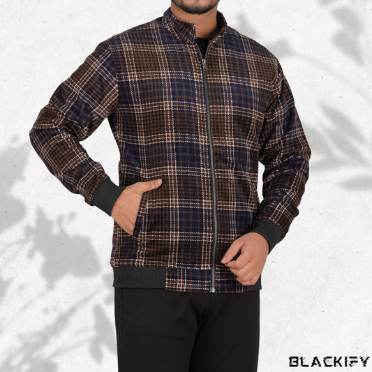 Men’s Corduroy Jacket in Brown & Blue Check